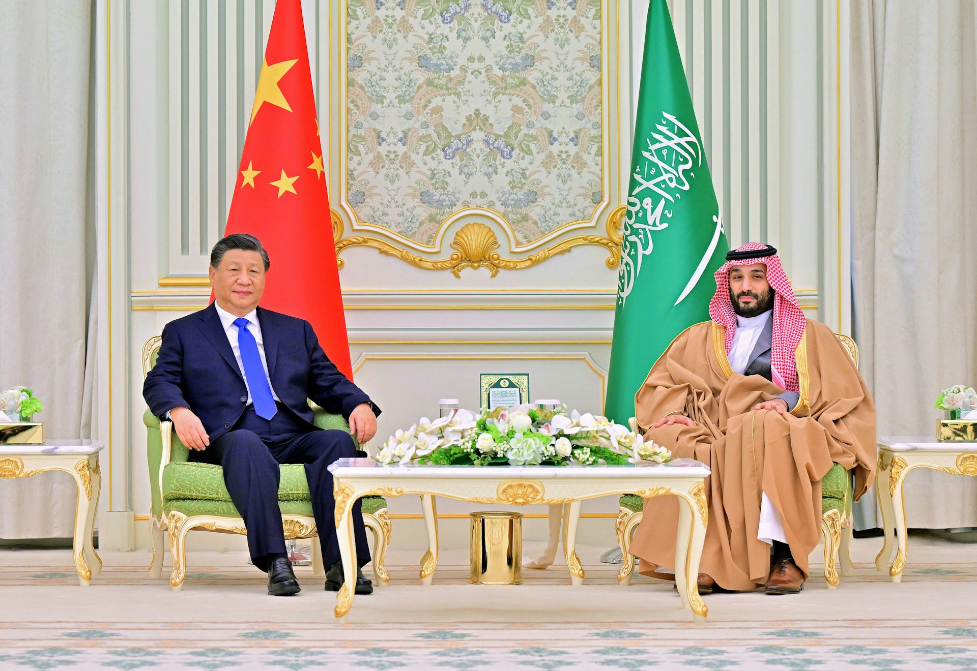 President Xi Jinping with Saudi Crown Prince Mohammed bin Salman Al Saud in December. Xinhua/Alamy Stock Photo